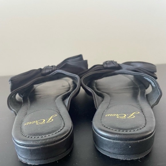 JCrew Abbie black slip on sandal big satin bow size 7 very feminine - Picture 2 of 5